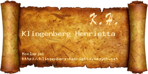 Klingenberg Henrietta névjegykártya